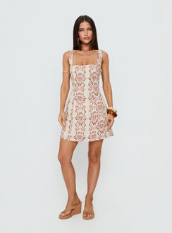 Maris Mini Dress Cream / Pink