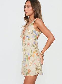 Pennie Bias Mini Dress Cream / Floral