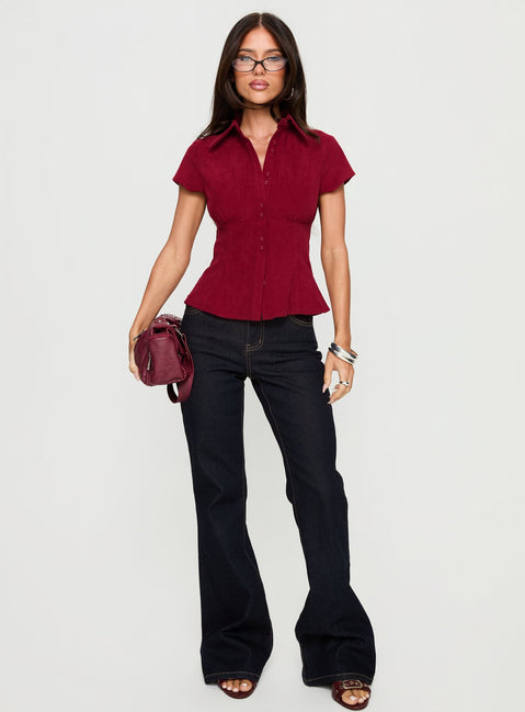 front view of model wearing Princess Polly Magic Mirror Mid Rise Bootleg Jeans Raw Indigo Mid Rise Jeans 