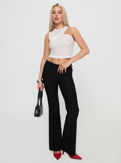 front view of model wearing Princess Polly Modina Top White Sleeveless Crew Neck 