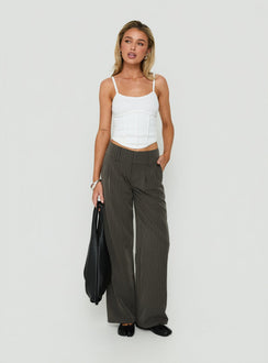 Two Lovers Low Rise Pants Grey Pinstripe