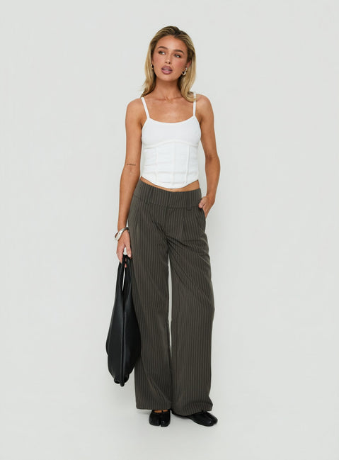 Two Lovers Low Rise Pants Grey Pinstripe