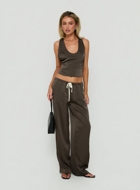 Bare Satin Cami Top Mocha