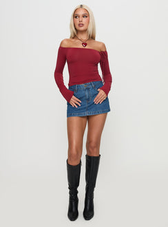  front view of model wearing Princess Polly Nicolina Low Rise Denim Mini Skirt Light Wash Tall Mini Skirts 