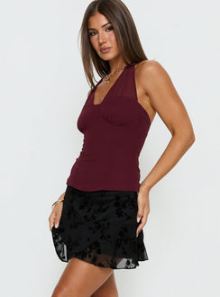   side view of model wearing Princess Polly Sonsie Mini Skirt Black Mini Skirts 