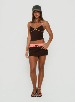 Janaye V Neck Tank Brown / Coral