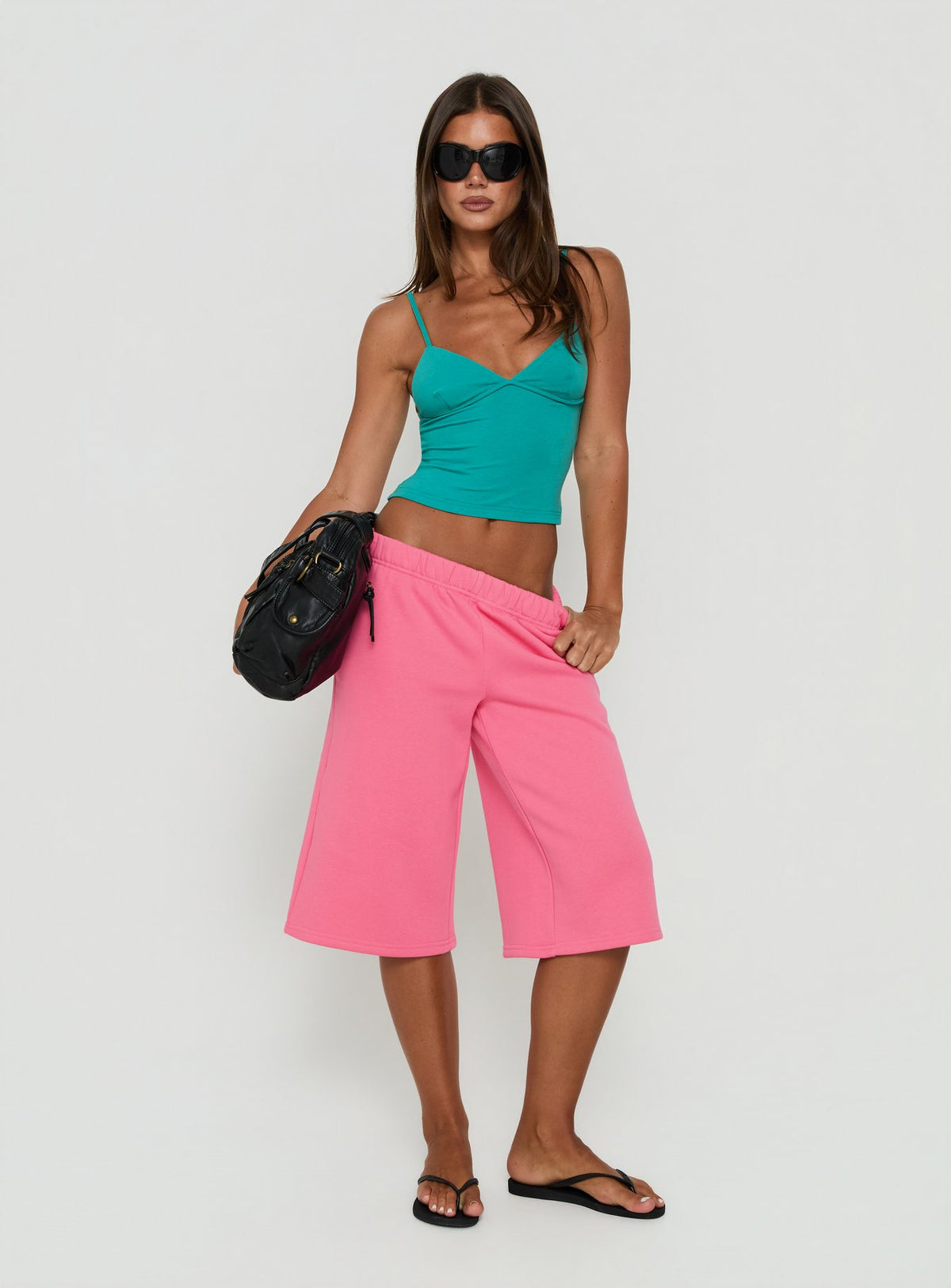 Tynen Baggy Longline Sweatshorts Pink