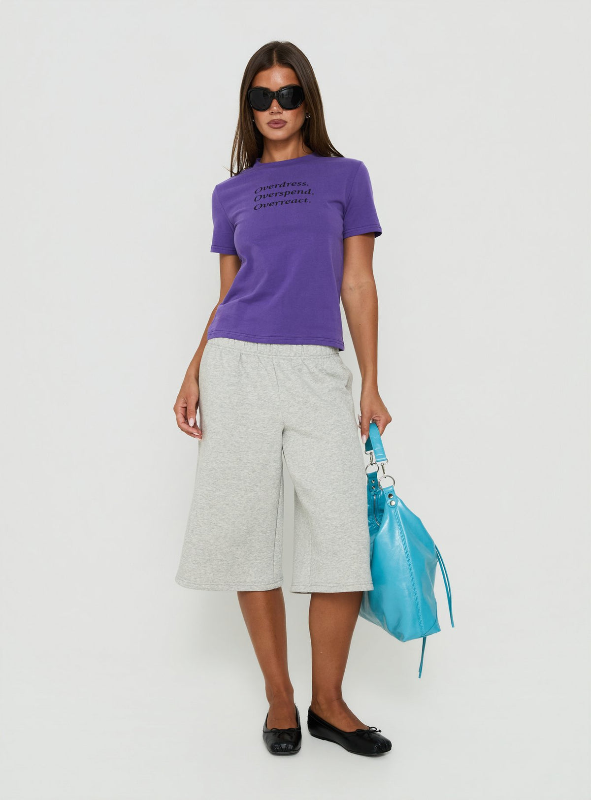 Tynen Baggy Longline Sweatshorts Grey Marle