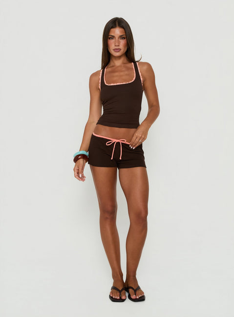 Karhlie Micro Shorts Brown / Coral