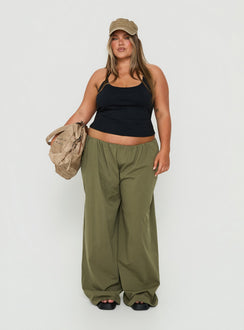 Lunea Concealed Waistband Pants Khaki Curve