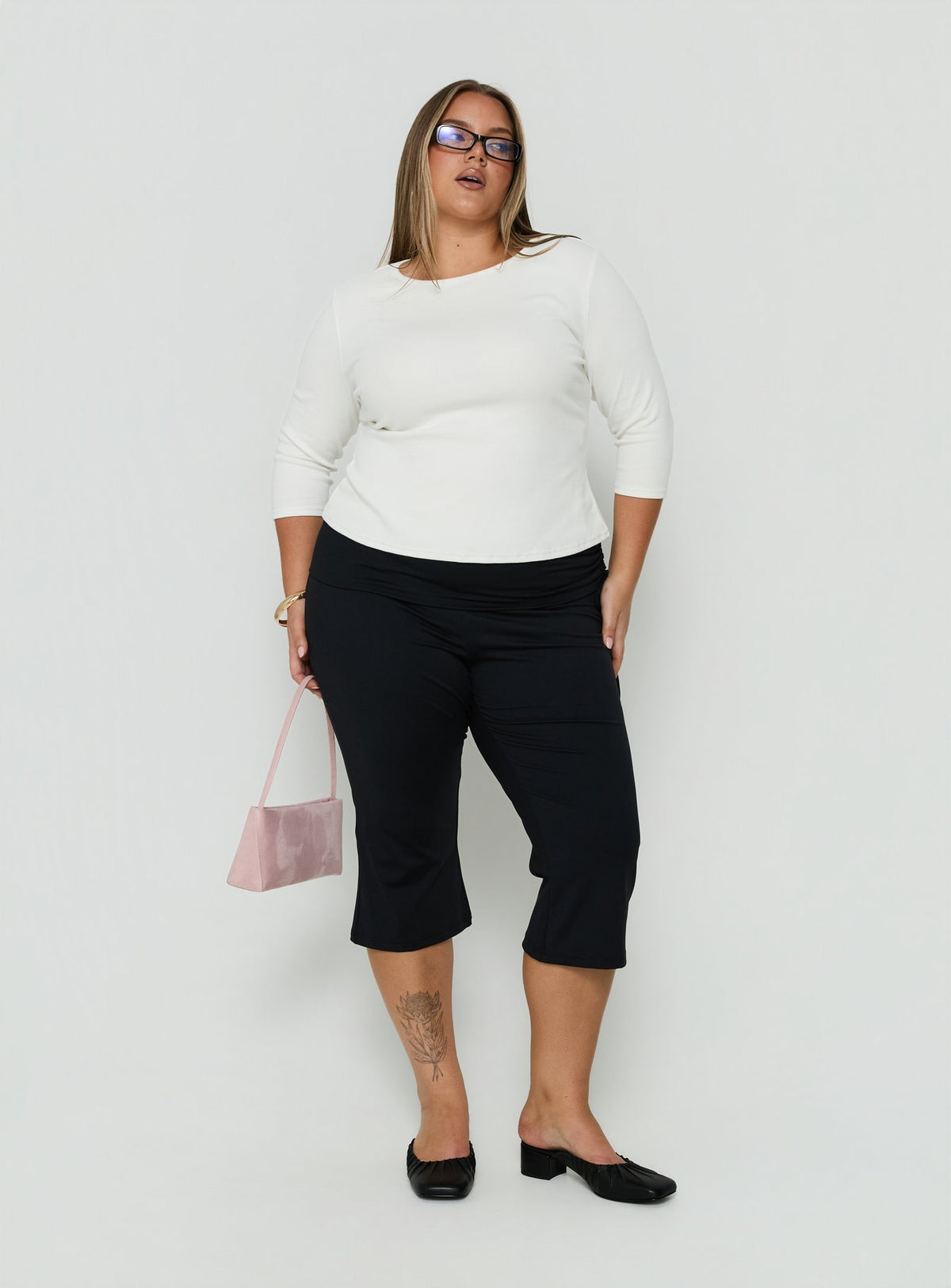 Elaia 3/4 Sleeve Top White Curve