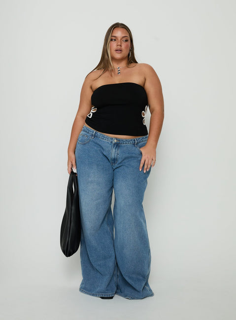 Currents Strapless Cut Out Detail Top Black Curve