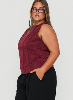 Running Wild Top Burgundy Stripe Curve