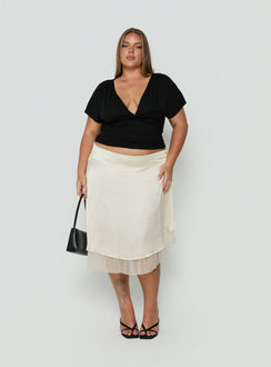 Crafted from the Rosemead Satin Midi Skirt Cream Curve in womens-skirts with midi length product