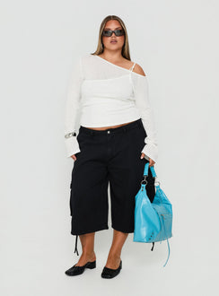 Hudsen Longline Cargo Shorts Washed Black Curve