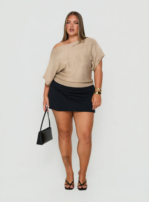 Kysa Off Shoulder Knit Top Gold Curve