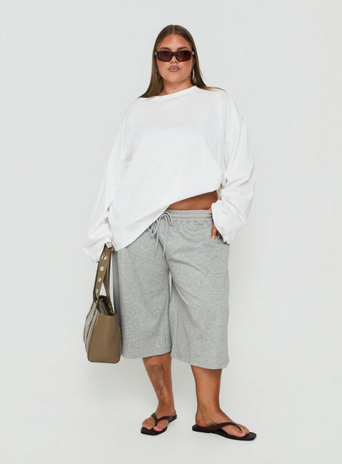 Settle Down Long Sleeve Top White Curve