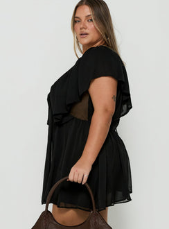 Sun Spirit Plunge Flowy Playsuit Black Curve