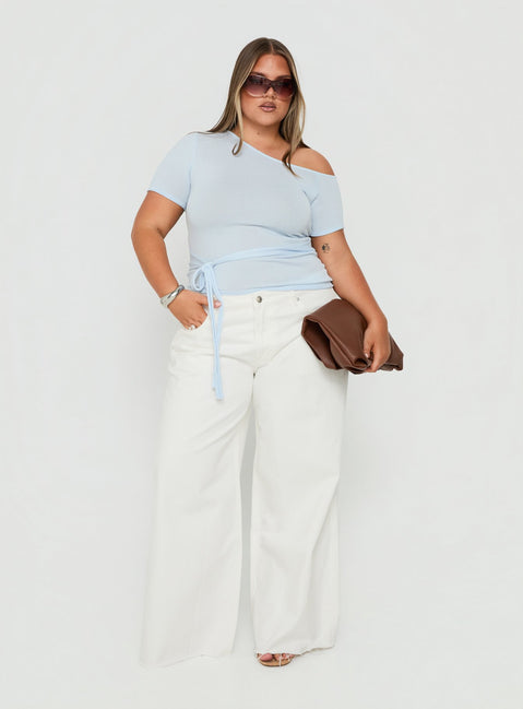Kastor One Shoulder Short Sleeve Top Pale Blue Curve