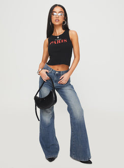 front view of model wearing Princess Polly Hanlen Jean Blue High Waisted 