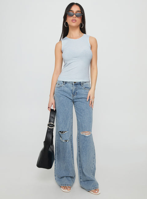 Dystran Top Blue / White Stripe