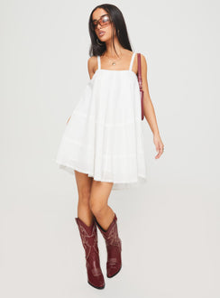 front view of model wearing Princess Polly Jubilant Mini Dress White Square Neck 