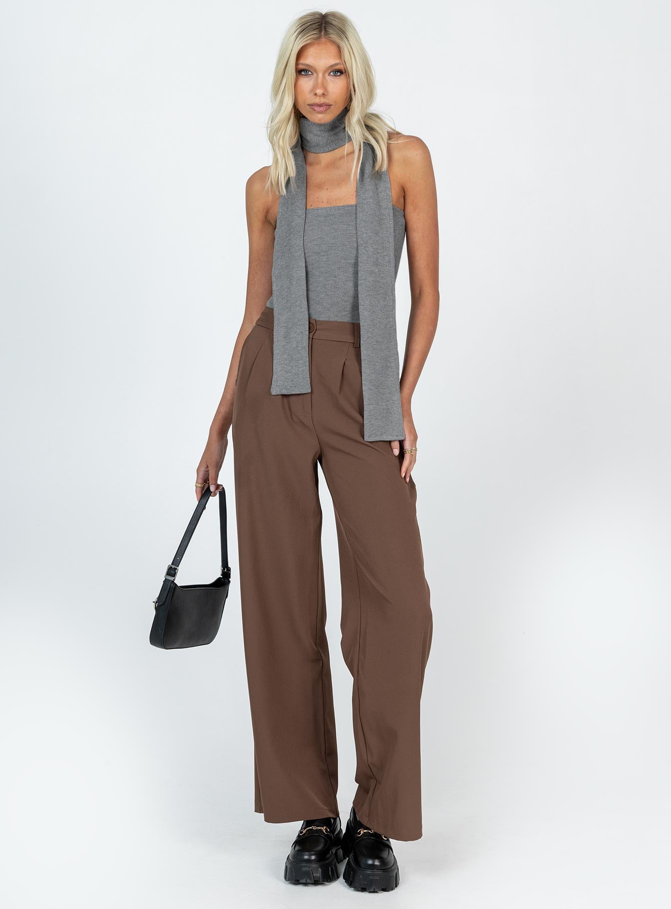 product Princess Polly High Waisted Pants  Archer Pants Brown Eco Tall