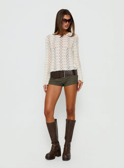 Dalenna Lace Long Sleeve Top Cream