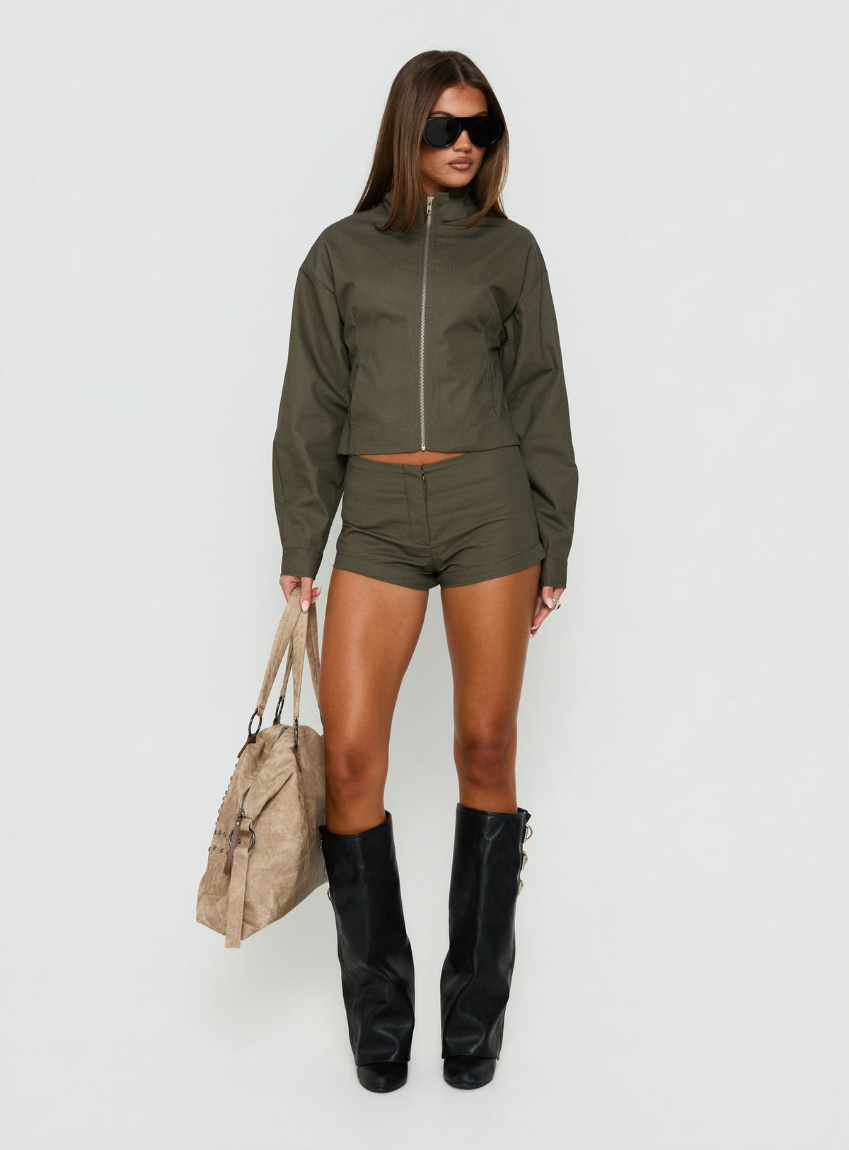 Avorie Micro Shorts Khaki