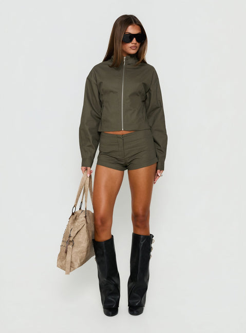 Avorie Micro Shorts Khaki
