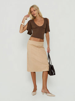Marenn Split Sleeve Top Brown