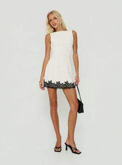 Olyra Lace Trim Mini Dress Cream / Black