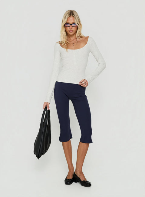Keslie Long Sleeve Henley Top Grey