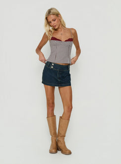 Baby Steps Spliced Bust Detail Cami Top Brown Gingham