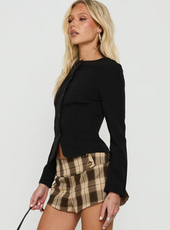 Maenie Tailored Long Sleeve Button Down Top Black