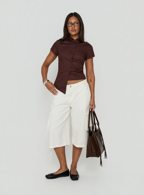 Hudsen Longline Cargo Shorts Cream Tall