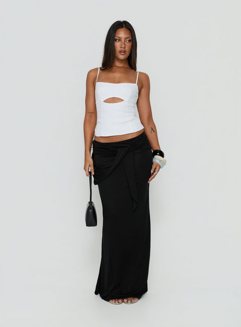 Crafted with the Samelia Wrap Maxi Skirt Black womens-skirts maxi Princess Polly