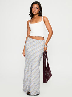 back view of model wearing Princess Polly Quianna Maxi Skirt Multi Maxi 