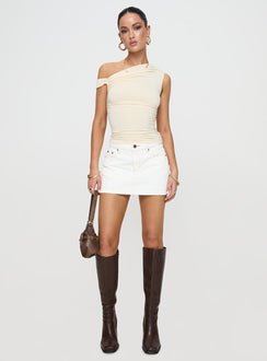 Nicolina Low Rise Denim Mini Skirt Ecru Tall
