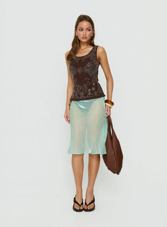 Spend The Night Embroidered Tank Top Chocolate Brown