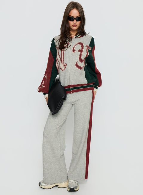 Brandyce Graphic Knit Jacket Grey / Red