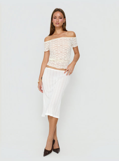 Korrine Off Shoulder Short Sleeve Lace Top Cream