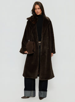 Alvie Longline Faux Fur Coat Brown