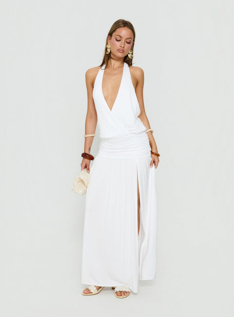 Casanova Halter Wrap Maxi Dress White