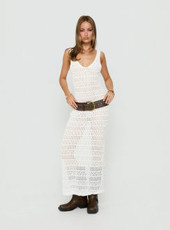 Ledena Knit V Neck Maxi Dress Cream