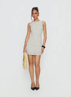 Kherin Boat Neck Romper Cream Polka