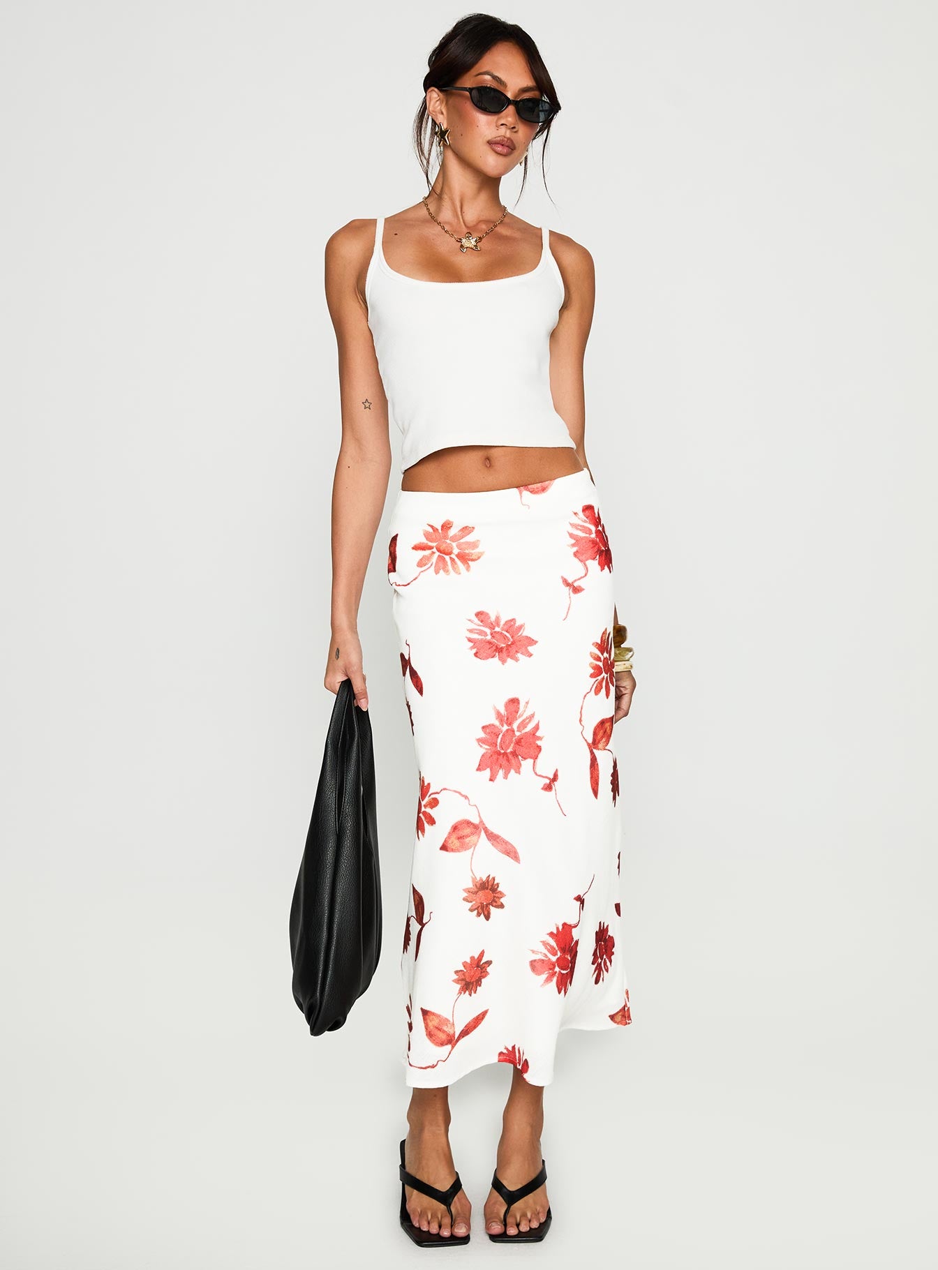   front view of model wearing Princess Polly Sun Soaked Midi Skirt Multi Midi Skirts 