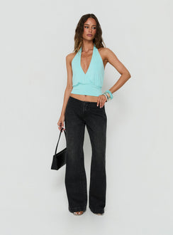 Designed with Buenos No Waist Low Rise Straight Leg Jeans Washed Black womens-jeans featuring low-rise detail Princess Polly