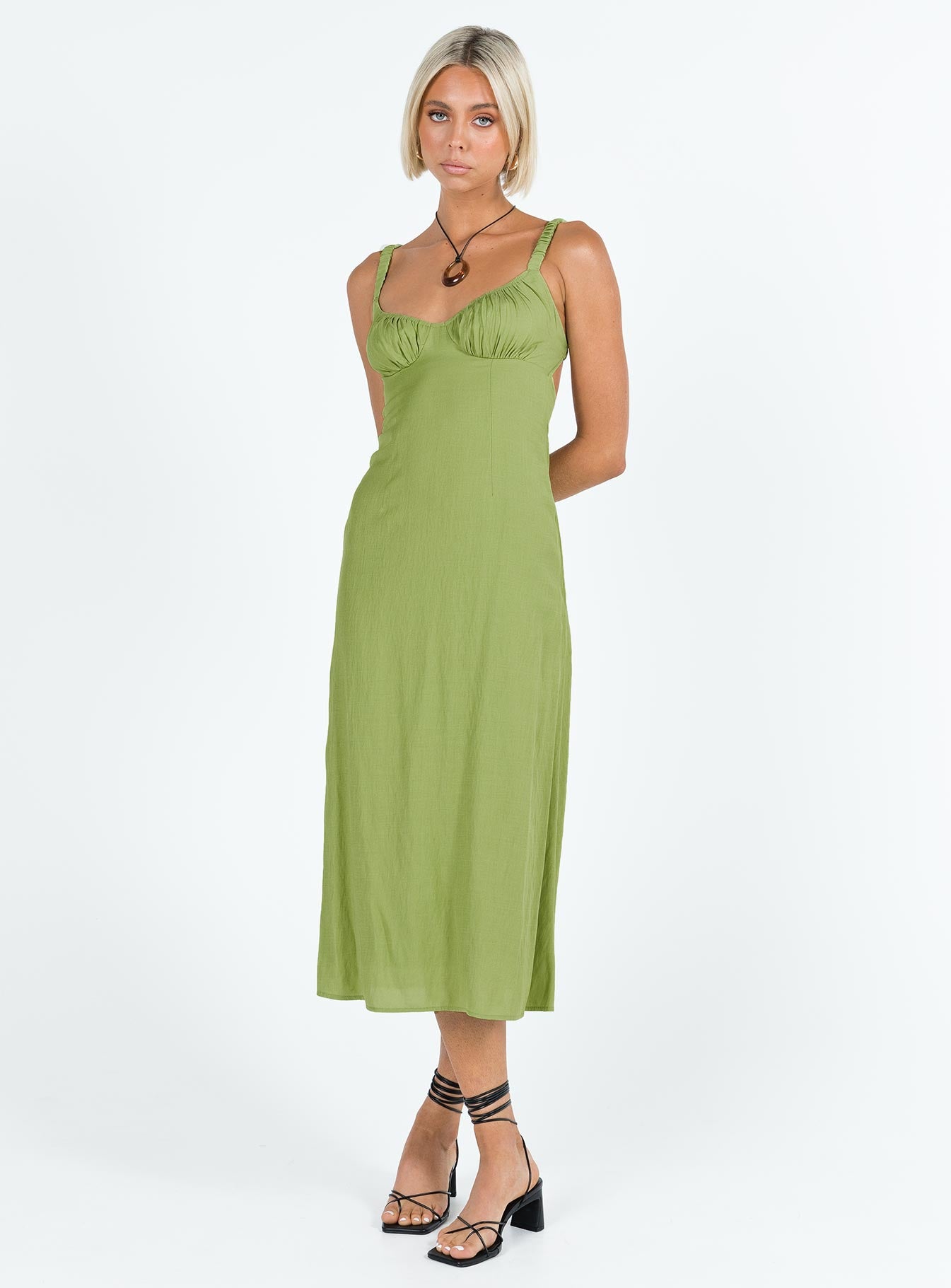 product Princess Polly Sweetheart Neckline  Georgia Midi Dress Green