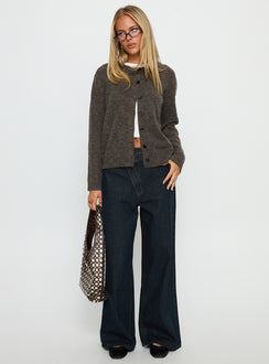 Styled with the Better Than Fiction Cardigan Mocha womens-jumpers in short oversized fit on-body view of model wearing Princess Polly